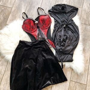 Black Velvet High Waisted Skirt